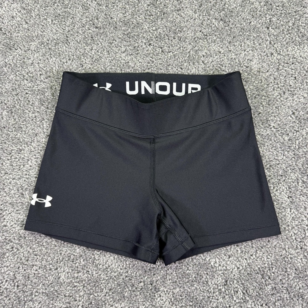 Under Armour Shorts Womens Small Black Compression Logo Waistband Running Yoga